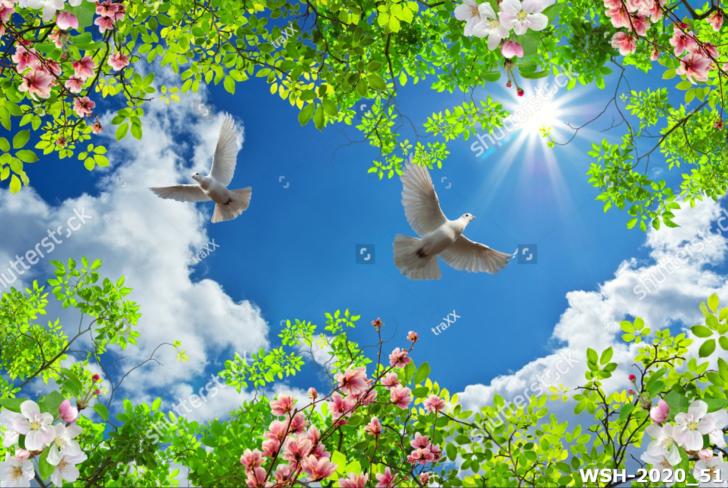 Dán trần hình hoa lá WSH-2020_51